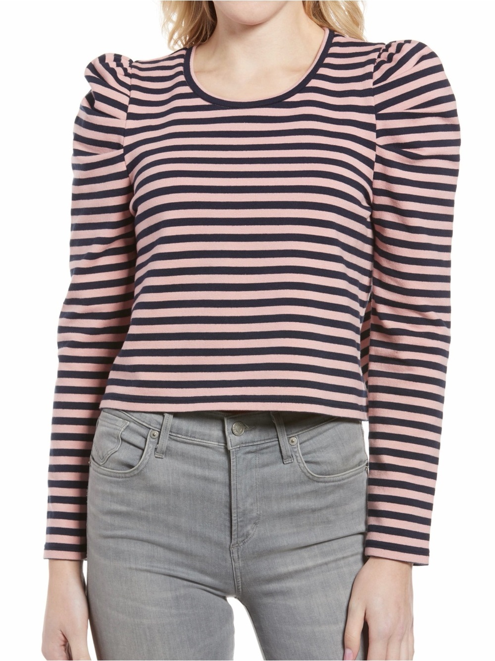 NWT Rebecca Minkoff ‘Cropped Talia Sweatshirt’ in “Pink & Navy Stripe” Size XS